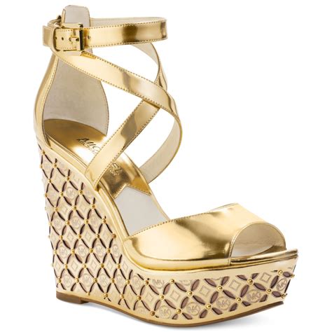 michael kors gold platform wedges